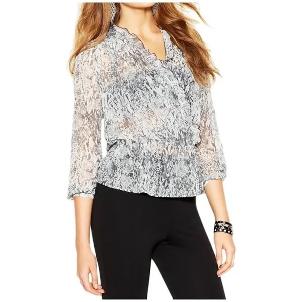 GUESS Sheer Snake Print Blouse